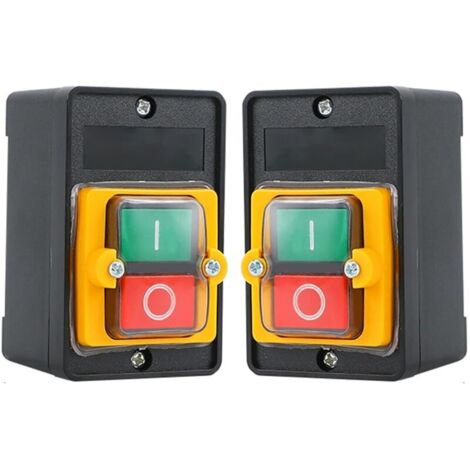 2 pcs Commutateur à Bouton Poussoir, AC220V / 380V 10A Interrupteur à Bouton de Commande de Puissance étanche Monophasé/Triphasé, Bouton de Commande Marche/Arrêt Avec Coquillage, Interrupteur Machine