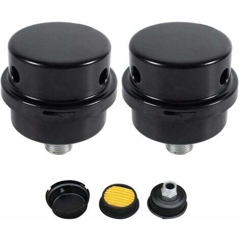 2 Pcs Compresseur d'air Filtre Silencieux, 3/8" 16mm Male Filetage Metal Coque Air Compresseur Silencieux Filtre, Silencieux Fliter d'admission en métal pour les chaudières à compresseur d'air（16mm）