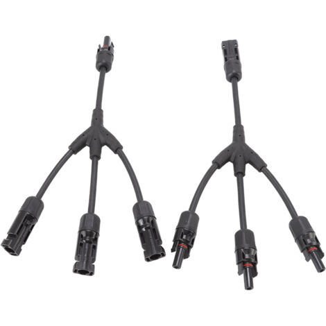 2 PCS Connecteurs Solaires en Y, Diviseur 1 vers 3 pour Câble PV, Adaptateur Parallèle 1000V DC pour Panneaux Solaires