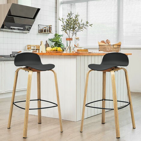 2 Pcs Counter Breakfast Dining Bar Chairs Kitchen Island High Stools W Footrest Counter Breakfast Dining Bar Chairs, How Tall Are Kitchen Bar Stools