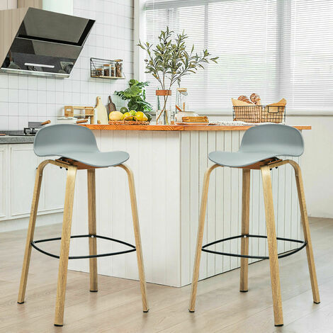 main image of "2 Pcs Counter Breakfast Dining Bar Chairs Kitchen Island High Stools W/ Footrest"