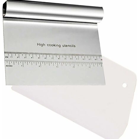 2 PCS Coupe-pâte Grattoir à Pâtisserie en Acier Inoxydable Ustensile de Cuisine Corne de Pâtissier, Racloir de Pâte Plastique pour Pâte Pâtisserie Grattoirs Séparateur de Pâte Ustensiles de Cuisine