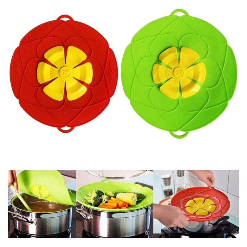 2 couvercles anti-déversement, silicone de qualité alimentaire, 28x26 cm, couvercles en silicone anti-poussière, anti-éclaboussures et résistant à
