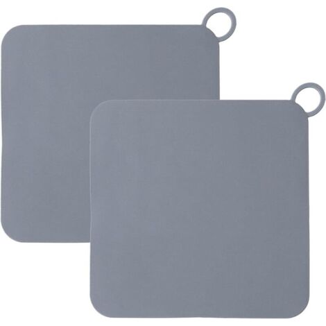 2 PCS Couvercle du Bouchon De Vidange Silicone Carré Anti-odeurs, Bouchon Evier De Cuisine,Attrape-Cheveux de Vidange pour Cuisines Salles De Bains Blanchisseries (Gris)