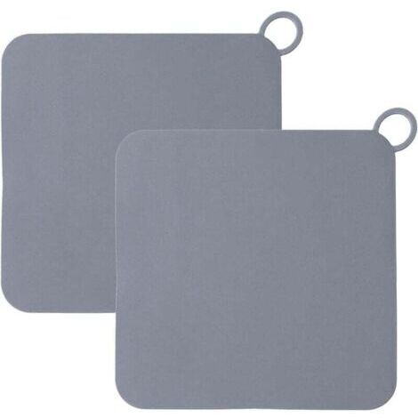 2 PCS Couvercle du Bouchon De Vidange Silicone Carré Anti-odeurs, Bouchon Evier De Cuisine,Attrape-Cheveux de Vidange pour Cuisines Salles De Bains Blanchisseries (Gris)