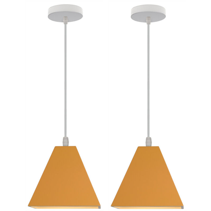 Wottes - 2 Pcs Creative Metal Decoration Chandelier Pendant Light Fixture Adjustable Modern Living Room Dining Room (Yellow) - giallo