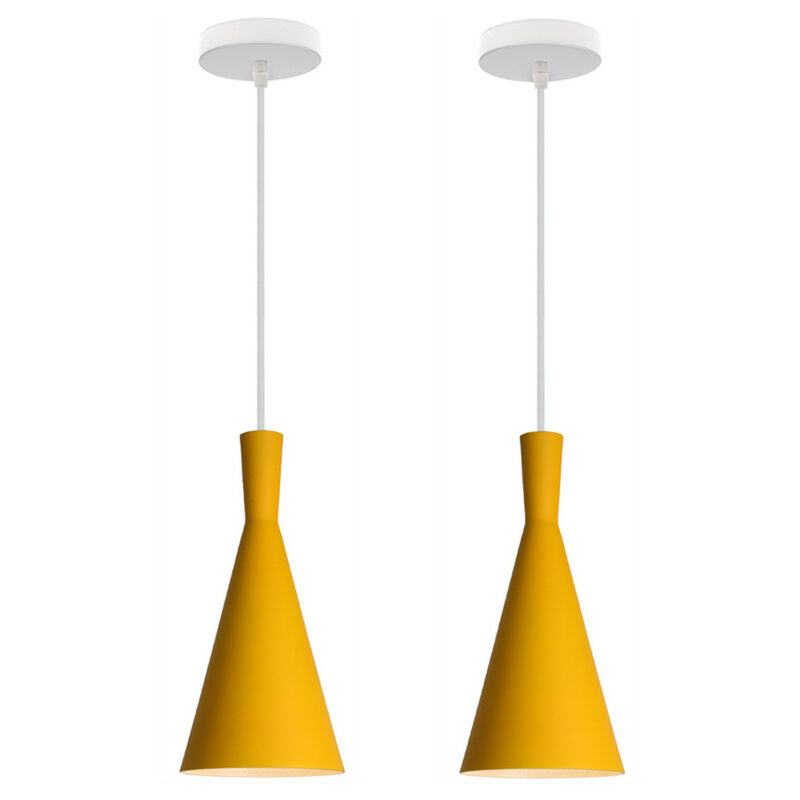 Wottes - 2 Pcs Creative Modern Pendant Lamp E27 Decorative Chandelier Bedroom Living Room (Yellow) - giallo
