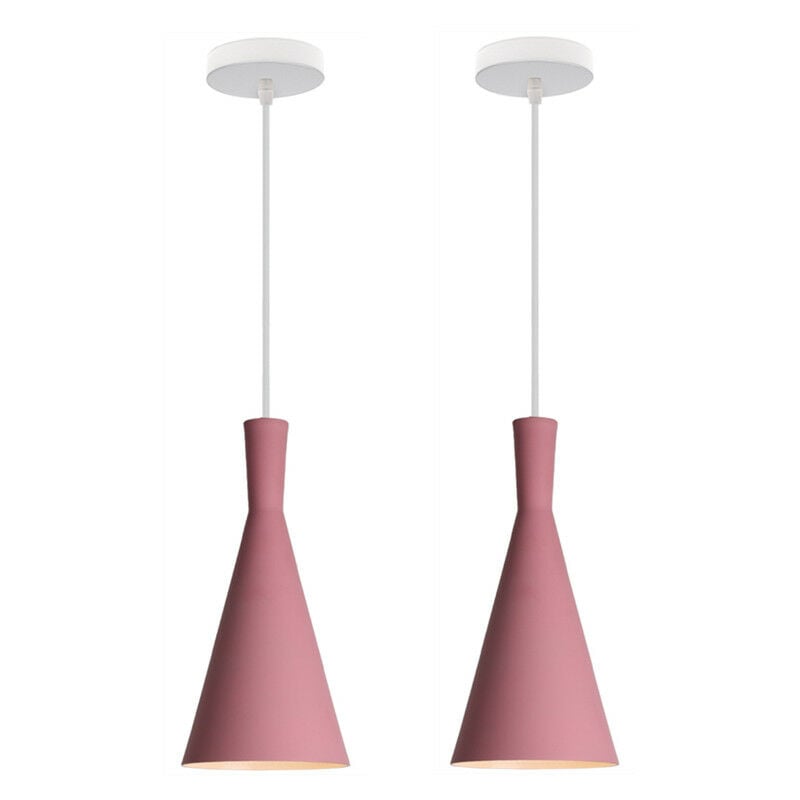 Wottes - 2 Pcs Creative Modern Pendant Light Fixture E27 Decorative Chandelier Bedroom Living Room (Pink) - rosa