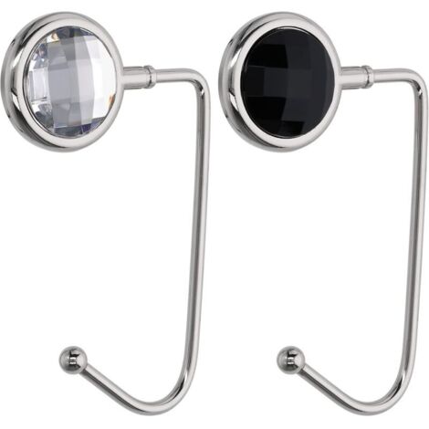 2 Pcs Crochet de Sac à Main - Accroche Rigide Zinc en Aluminium - Porte-Sac pour Table Bureau - Suspension Sac à Main Petits Objets - Noir-Blanc-argenté