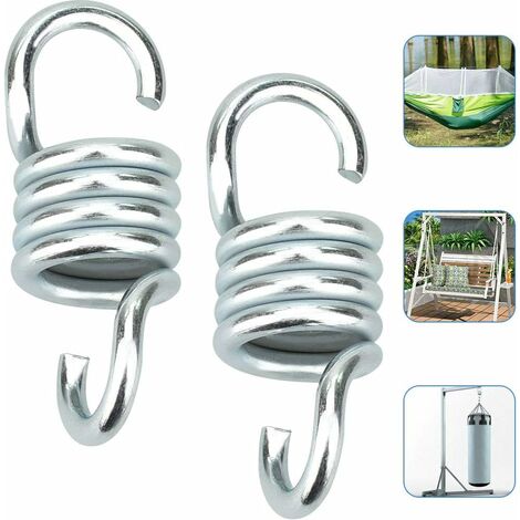 2 PCS Crochet Hamac Attache Sac de Frappe Ressort Inox Forte Charge de 250kg pour Hamac Fauteuil Chaise Suspendue Sac de Frappe Sac de Boxe Balançoire Soulet - Argenté