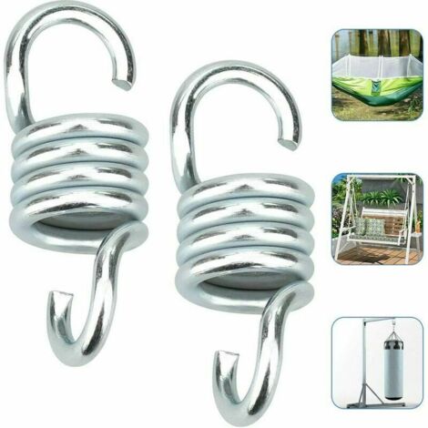 2 PCS Crochet Hamac Attache Sac de Frappe Ressort Inox Forte Charge de 250kg pour Hamac Fauteuil Chaise Suspendue Sac de Frappe Sac de Boxe Balançoire Soulet - Argenté
