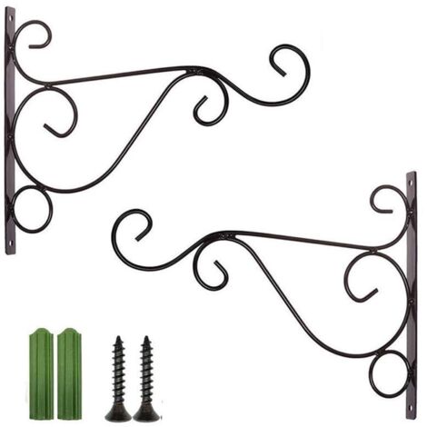 2 Pcs Crochet- Noir Suspension Plante Intérieur et Exterieur Accroche Plante Mural pour Jardin Balcon