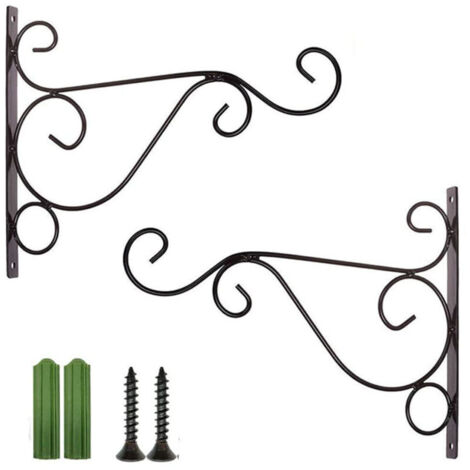 2 Pcs Crochet- Noir Suspension Plante Intérieur et Exterieur Accroche Plante Mural pour Jardin Balcon