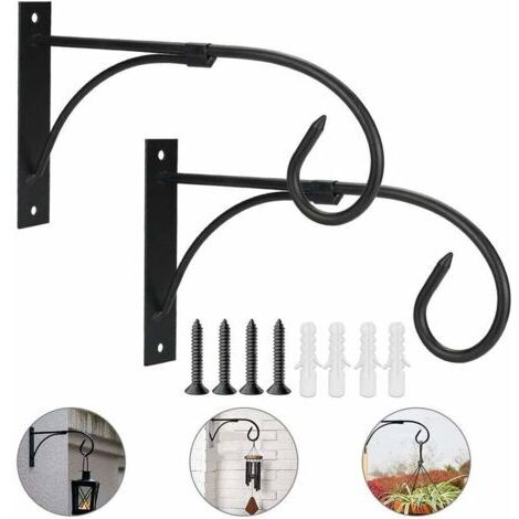 2 Pcs Crochet Suspension en Fer Forgé Support Plante Suspendue Anti-rouille Crochet Mural à Visser avec Tube d'Expansion Crochet Mural Plante pour Jardin Mangeoire À Oiseaux Planteur Lanterne
