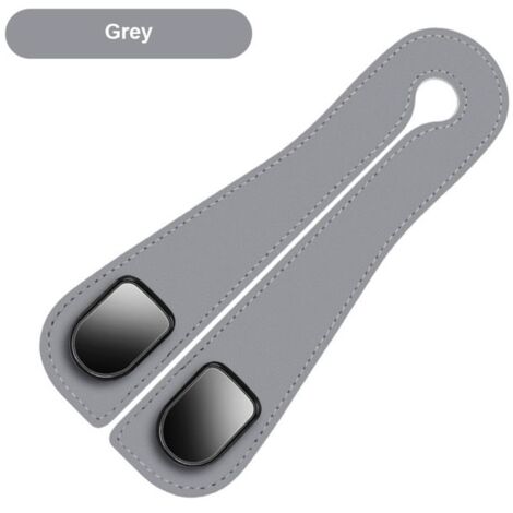 2 PCS Crochets bimétal en cuir PU de voiture,crochet de support de rangement arrière, pour organisateurs de banquette arrière(gris)