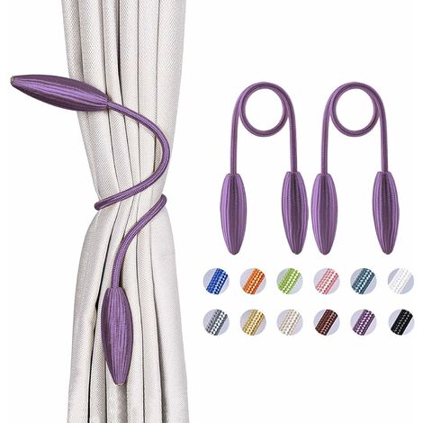 Magnetic Curtain Tiebacks 2pcs Window Curtain Tiebacks Drape Holdback  Wooden Curtain Clips For Home, Dorm, Office, Decorative Window, Purple,  Yellow