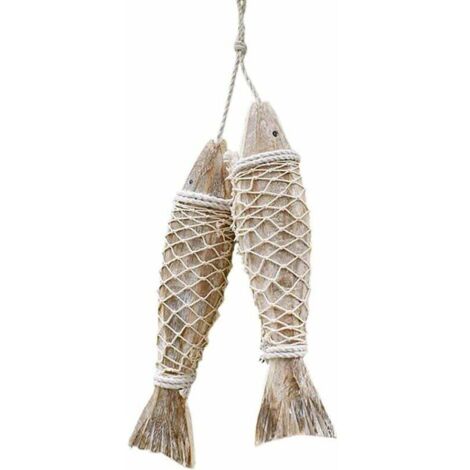 2 Pcs Décorations de Poissons en Bois décorations murales en Bois pour la décoration de la Maison décoration Nautique Plage thème Mur Ornement (L)-Fei Yu