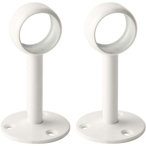 2 Pcs Diamètre 26 mm support de Tringle à Rideaux Support Tringle Penderie avec Vis Support de Plafond pour Rideau et Armoire, Blanc Brillant en Acier Inoxydable