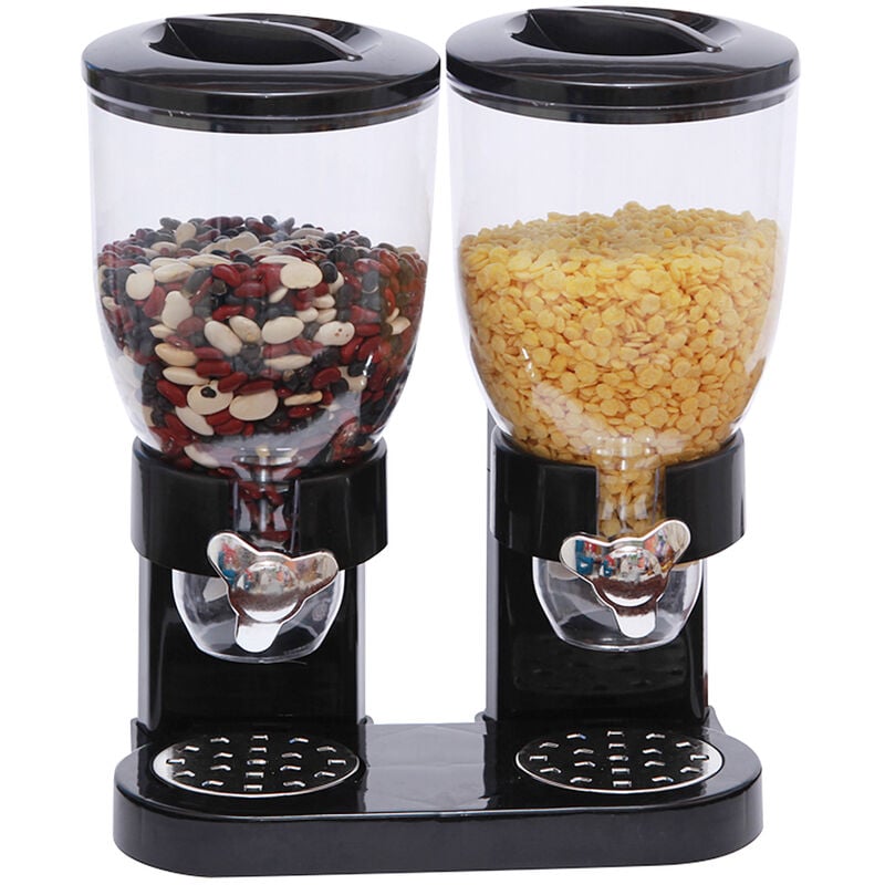 Distributeur de Céréales Double Stockage Noir