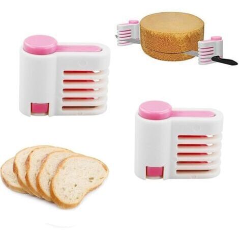 2 PCS DIY Trancheuse à Gâteau, Trancheuse à Pain, Trancheuse à Couches de Gâteau, Outil de Support de Coupe de Tranches à 5 Couches pour Les Amateurs de Cuisine et de Pâtisserie (Rose)
