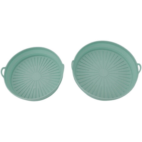 2 PCS Doublures en Silicone pour Friteuse, Panier Pliable Réutilisable, Vert pour Friteuse de Cuisine