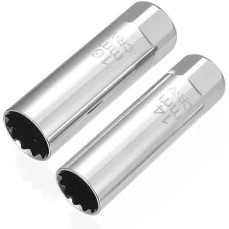 2 Pcs Douilles à Bougies Allumage 16 mm 14 mm, Bougie d'Allumage Entraînement 3/8" 12 Pans, Clés Douille Flexibles avec clip de serrage pour bougies d'allumages voitures et motos -