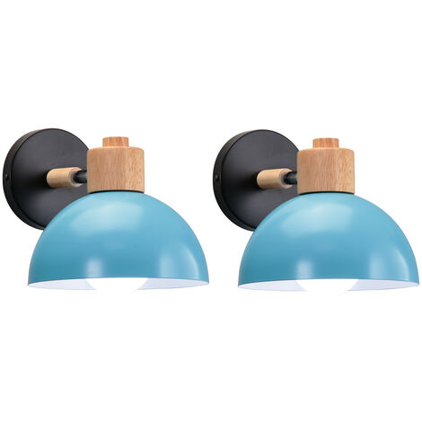 2 PCS E27 Fer Forgé Lampe Murale Industriel Rétro Applique Murale Salon Chambre Applique - Bleu