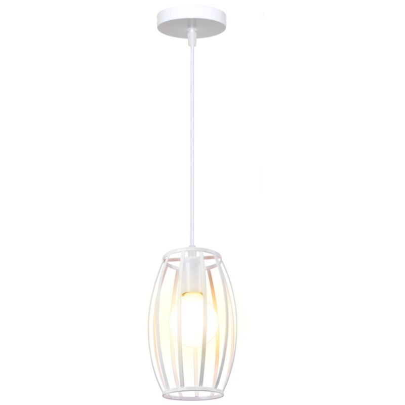 Lustre Suspension Industriel E27 Luminaire Plafonnier Cage Métal Blanc Lampe à Suspension Créatif Ø15CM - 1Pcs Lustre Suspension Industriel E27 Luminaire Plafonnier Cage Métal Blanc Lampe à Suspension Créatif Ø15CM - 1Pcs