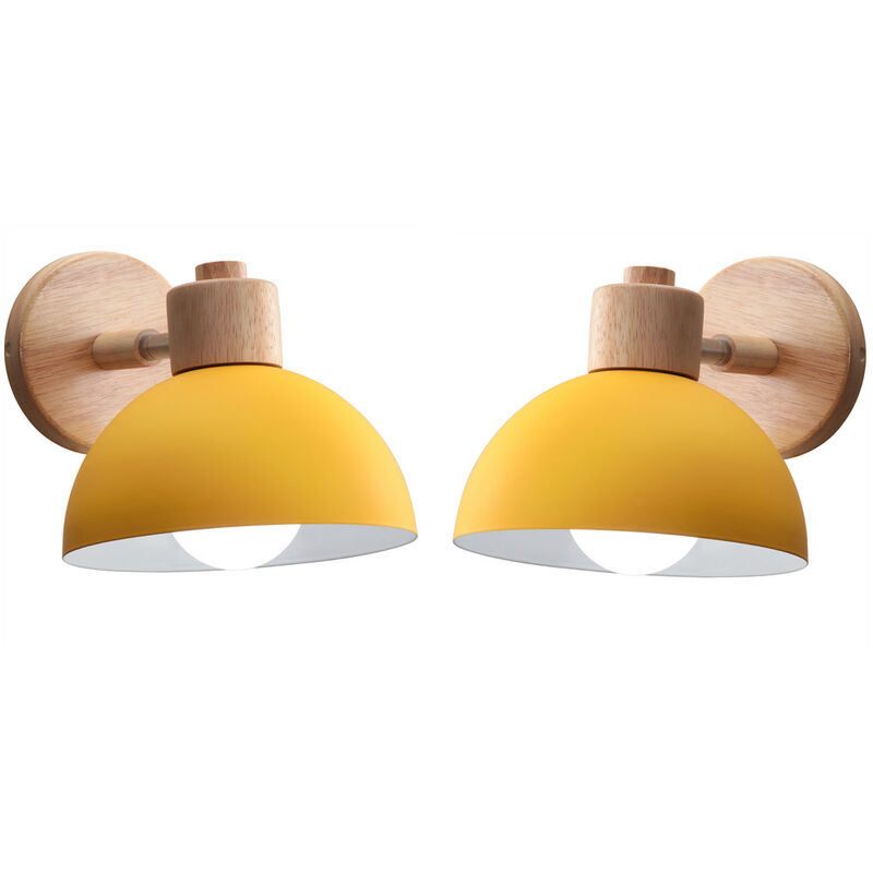 2Pcs Wall Lamp Modern Nordic Wall Light Black Wall Sconce for Kitchen Island Bar Cafe Yellow