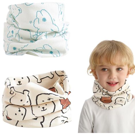 2 Pcs Écharpe Cache-cou Enfants Coton Automne Hiver Écharpe Bébé Boucle Cache-cou Foulards Bébé Filles et Garçons
