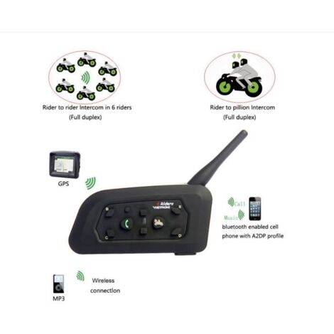 2 PCS EJEAS V6-1200 MOTO（Cyclisme/Alpinisme/Aventure/Ski） Casque Bluetooth Interphone 1200M Étanche Double Appel 6 Riders Intercom