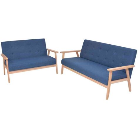 2 pcs Ensemble Canapés droits de relaxation Canapé relax - Canapé de salon Tissu bleu BV528163 - BonneVie