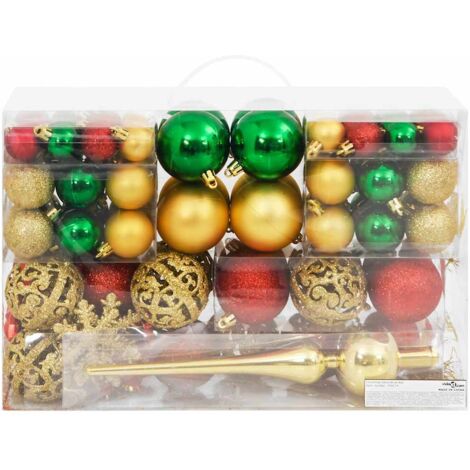 2 pcs Ensemble de boules de Noël，Décoration de Noël 11rouge vert doré polystyrène CFW42049