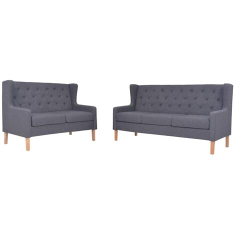 2 pcs Ensemble de canapés，Banquette Sofa pour Salon tissu gris MEMV834020