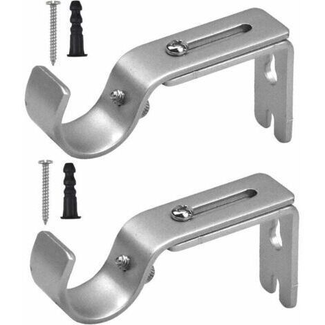 2 Pcs Ensemble de Supports de Tringle à Rideaux, Support Mural Réglable,Support de Rail de Rideau Support de Rail de Rideau réglable avec Vis et Perçage Support de Rideau en Métal