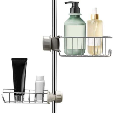 2 Pcs Etagere de Douche sans Percage Porte Shampoing Douche - Support Savon Douche Serviteur de Douche Panier Douche Rangement Gel Douche Salle de Bain Baignoire