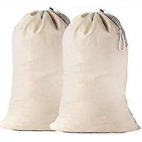 2 Pcs Extra Large Cotton Laundry Bag, Heavy Duty Large Laundry Bags 24 x 36 inch XL Drawstring Travel Organizer Bag Fit Hamper Basket Camp Home