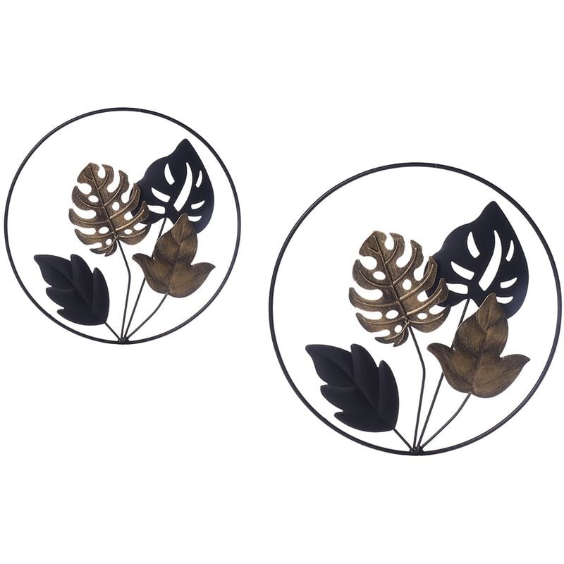 Tlily - 2 pcs Feuille Pendentif Rond en Fer Forgé DéCoration Murale Canapé Fond DéCoration Murale