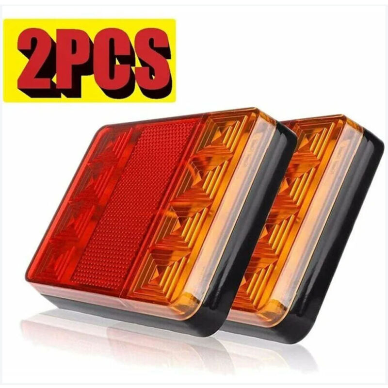 2 PCS Feux Arrière pour Remorque Led Éclairage Arrière Lampe de Freinage Imperméable Universel Signal Indicateur pour Camion Caravane Van Bateau de