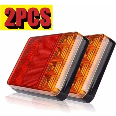 AOUGO 2 PCS Feux Arrière pour Remorque Led Éclairage Arrière Lampe de Freinage Imperméable Universel Signal Indicateur pour Camion Caravane Van Bateau de Voiture Styling Avertissement 12V (8LED)