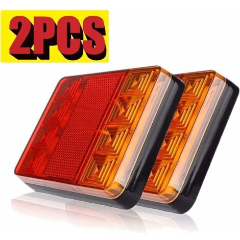 2 PCS Feux Arrière pour Remorque Led Éclairage Arrière Lampe de Freinage Imperméable Universel Signal Indicateur pour Camion Caravane Van Bateau de Voiture Styling Avertissement 12V (8LED),DOLASO