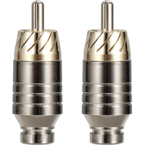 2 Pcs Fiches RCA mâles plaquées or, prise audio et vidéo RCA