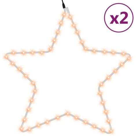 2 pcs Figures d'étoiles de Noël，Décoration de Noël avec 48 LED Blanc chaud 56 cm CFW76666