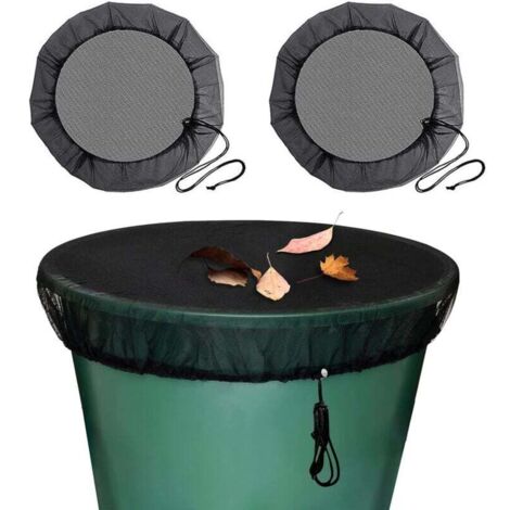 2 Pcs Filet pour Citerne de Pluie, Filet de Protection pour Tonneau de Pluie avec Cordon de Serrage, Filet de Protection Réglable, Protection Contre Les Moustiques et Les Feuilles..DEBUNS
