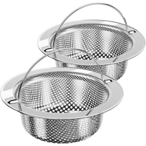 2 Pcs Filtres à Évier de Cuisine en Acier Inoxydable, Crépine de Vidange d'évier avec Poignée, Diamètre Intérieur 8 cm Profondeur 3 cm