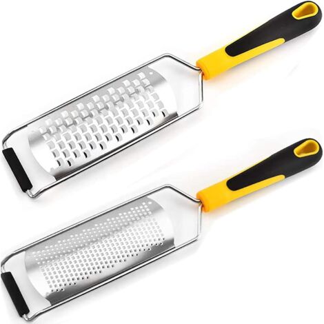 2 pcs Fin/Grossier Rape Zesteur Poignée en Silicone et Lames en Acier Inoxydable avec Couvercle de Protection, pour Fromage,Citron,Gingembre,Ail,Muscade,Chocolat,Légumes,Fruits