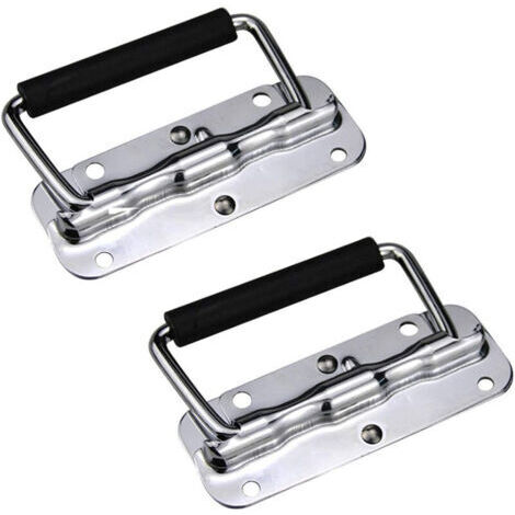 2 Pcs Folding Handles 120mm Stainless Steel Recessed Pull Handle for Flight Case Toolbox