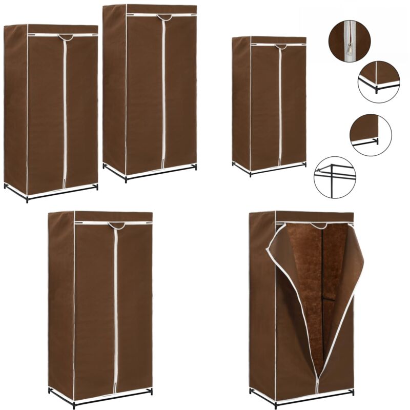 Vidaxl - 2 pcs Garde-robes Marron 75x50x160 cm - Armoire - Meuble De Rangement - Placard - Dressing - Étagère à Vêtements - Home & Living