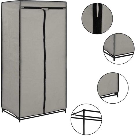 2 pcs Garde-robes，Armoire Gris 75x50x160 cm CFW53753