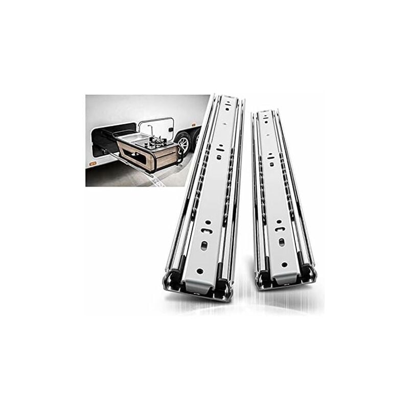 2 pcs Glissières tiroir robustes 400mm, Coulisse de tiroir à roulement à billes à extension complète Rail, Capacité de charge